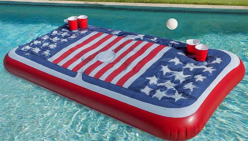 4th of july pool beer-pong