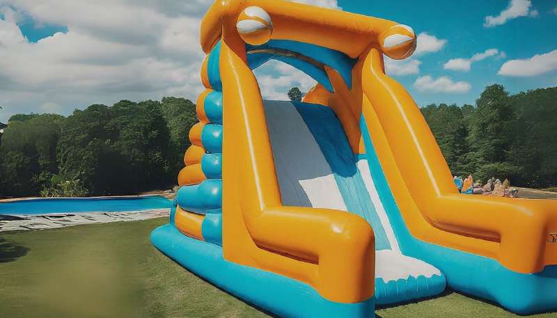 adults pool party waterslide