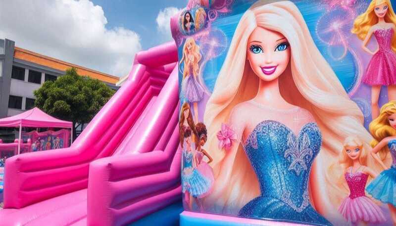 barbie themed slide inflatable