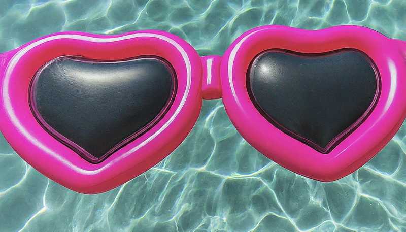 barbie themed sunglass pool float