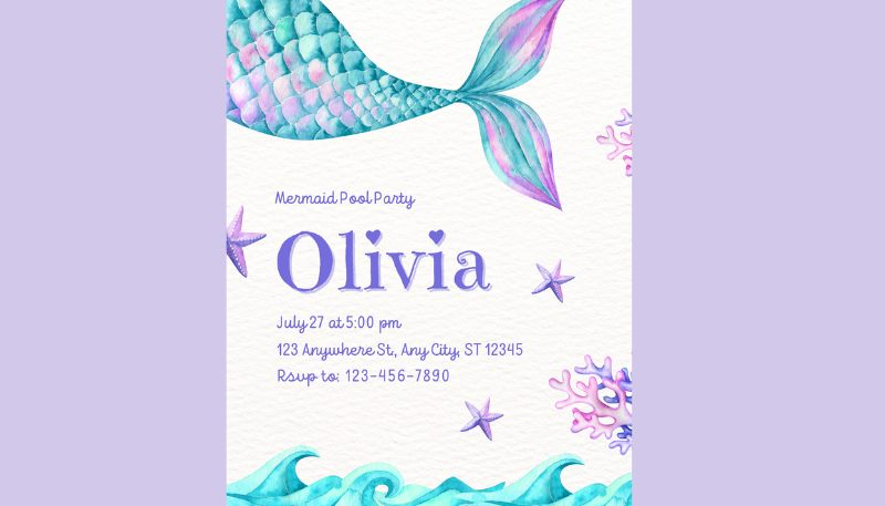 mermaid pool party invitation