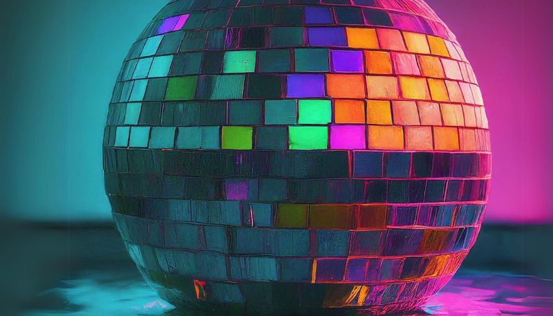 neon disco ball float