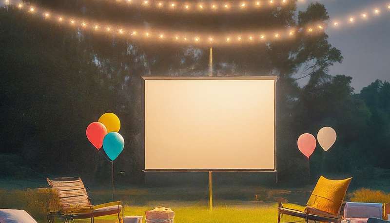 outdoor movie screen for graduation pool party