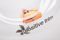 White t-shirt with a cartoon character and 'Positive Trim' text on a white background