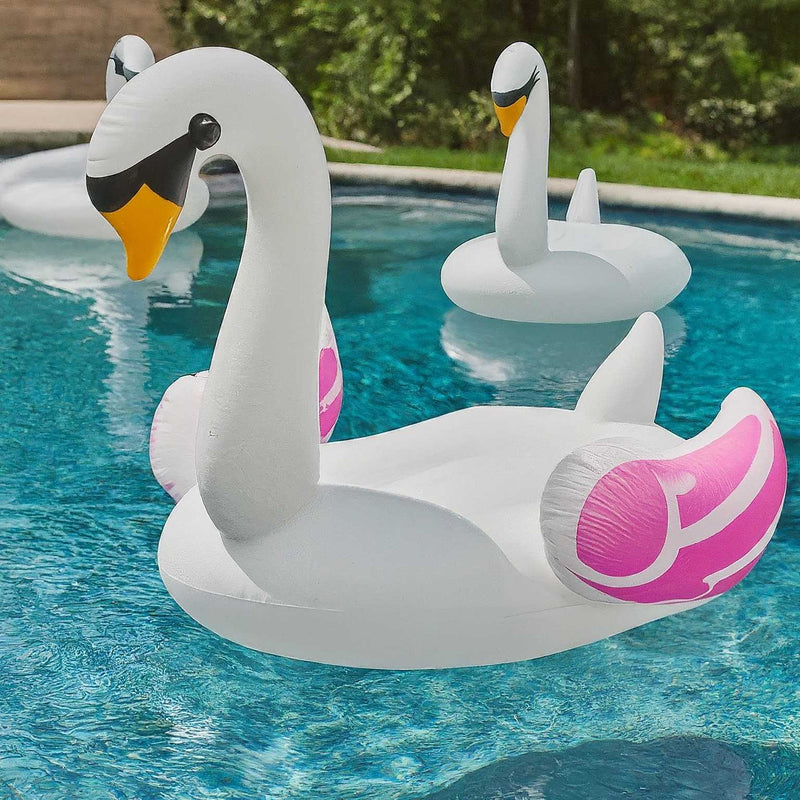 swan floats for barbie pool party