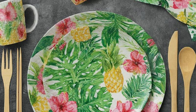 tropical themed tableware