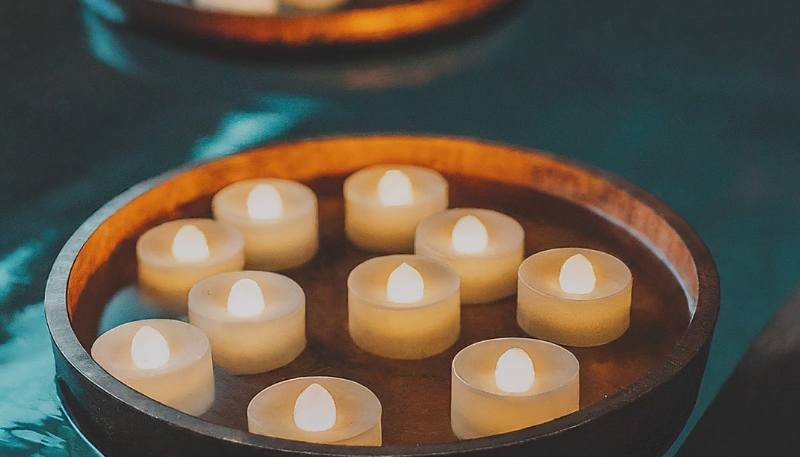 wedding pool party floating candles